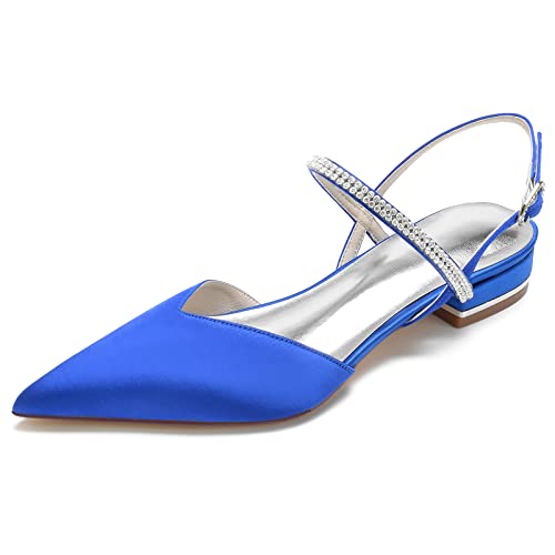 Womens Slingback Flats Shoes for Wedding Bride Comfortable Bridal Shoes,Royal Blue,11