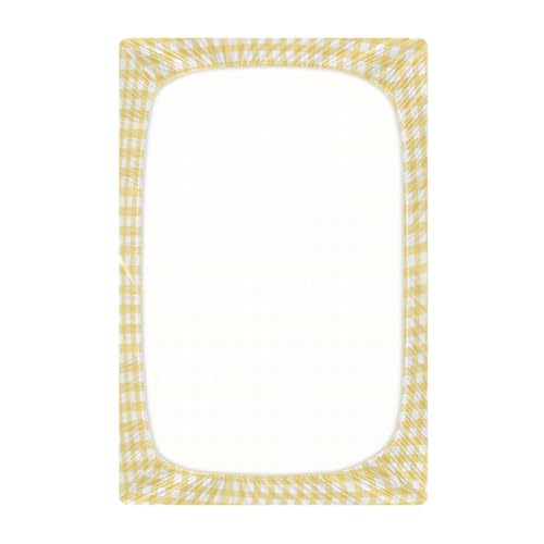 Image of Yellow Gingham Crib Sheets for Boys and Girls, Fitted Baby Crib Sheets Soft and Breathable Mini Crib Sheets 39 X 27 Inches