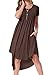 levaca Womens Summer Swing Short Sleeve Casual Midi Dress with Pockets Coffee L
