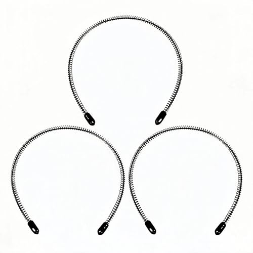 KELUBATU Metal Headband for Men Women Black Spring Hair Band Non-Slip Headband for Men Elastic Mens Hair Band for Outdoor Sports and Daily Wear (3 Pcs)