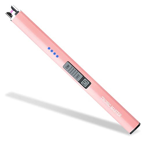 Image of Electric Candle Lighter Valentine's Day Gifts for Women Mom Men Wife USB Arc Rechargeable Windproof Lighter for Candle BBQ Birthday Housewarming Gift Idals (Rose Gold)