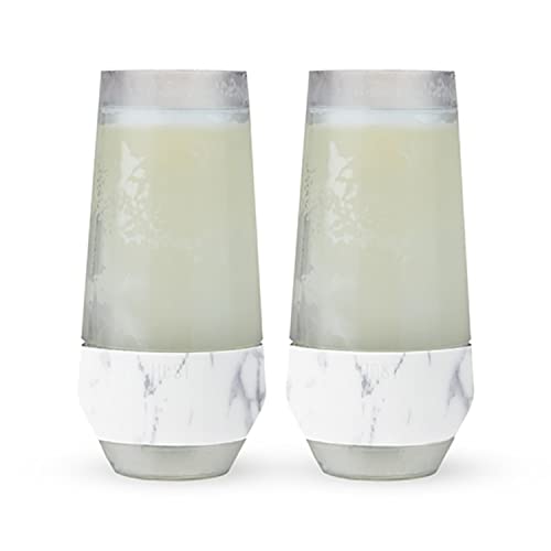 Host Champagne Freeze Double-Walled Stemless Wine Glasses Freezer Cooling Cups With Active Cooling Gel And Insulated Silicone Grip, 9 Oz Plastic Tumblers, Marble, Set Of 2 #TOP29