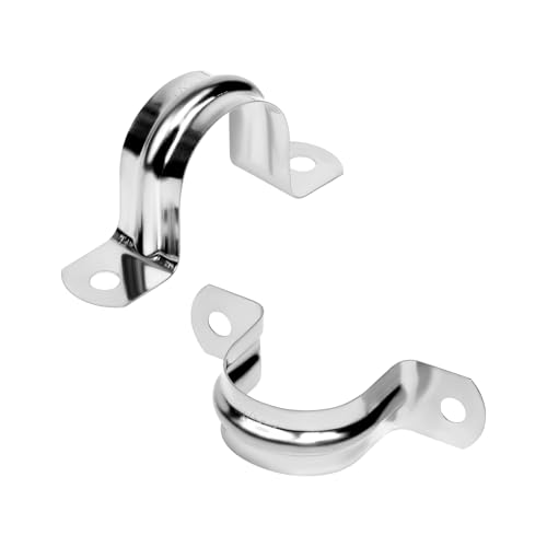 Image of 30Pcs 1-1 /4 Inch Stainless Steel Conduit Clamps, 2 Hole Strap U Bracket Rigid Pipe Strap, Tension Clips U-Tube Clamp for Pipe Fixing on Various Surfaces