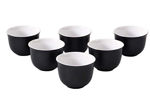 Aricola Nelly - Juego de 6 tazas de té (tacto aterciopelado), cerámica, Negro , 120 ml
