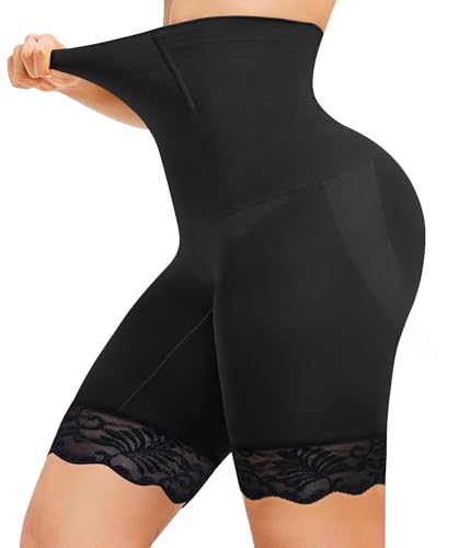 KUMAYES Women's High Waisted Tummy Control Shapewear Shorts - Black, Size L