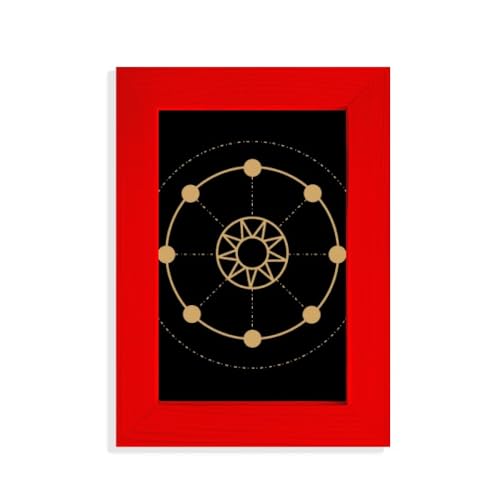 Cadre photo totem rouge avec soleil et étoile pour décoration intérieure unique