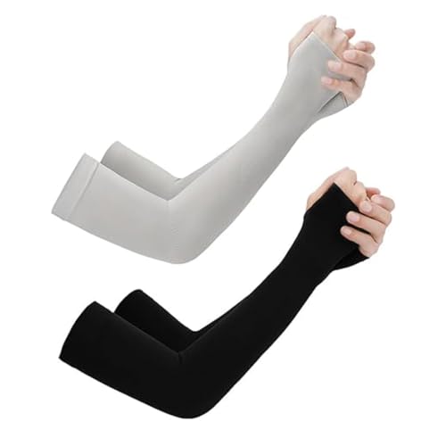 HABNI Mangas Para Brazos 2 Pares Manguitos de Voleibol Anti UV Negro Gris 39 cm x 9.5 cm Unisex Adulto