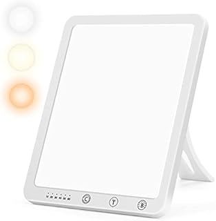 Light Therapy Lamp, Ultra-Thin UV-Free 10000 Lux Therapy Light, Touch Control, with 5 Brightness Levels & 3 Color Temperature and 6 Timer Function & Memory Function with 180° Rotatable Stand. (White)