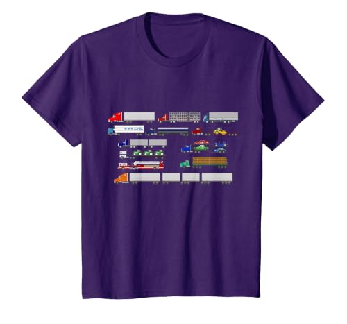Tractor Trailers - The Kids' Picture Show T-Shirt, Youth, Purple, Medium