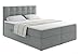 Produktbild ALTDECOR Boxspringbett mit H3-Matratze (20 cm hoch) mit Bonellfederung + PUR, Topper (4 cm hoch), Polsterbett mit Kopfteil und Bettkasten 140x200 - Grau Inari 91