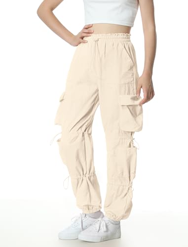 Image of EXARUS Girls Parachute Pants Cargo Hip Hop Wide Leg Baggy Y2K Teen