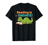 Reading Is Dinomite Dinosaur Cute Book Lover Library Teacher T-Shirt
