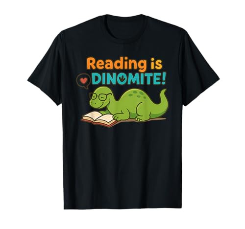 Reading Is Dinomite Dinosaur Cute Book Lover Library Teacher T-Shirt