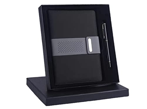 CMY Executive Classic Leather A5 Notebook with Pen Vintage Travel Notebook and Pen Journal Diary Business Daily Ideas Notepad Christmas Birthday Gift Set for Girls Women Mum Dad (BLACK)