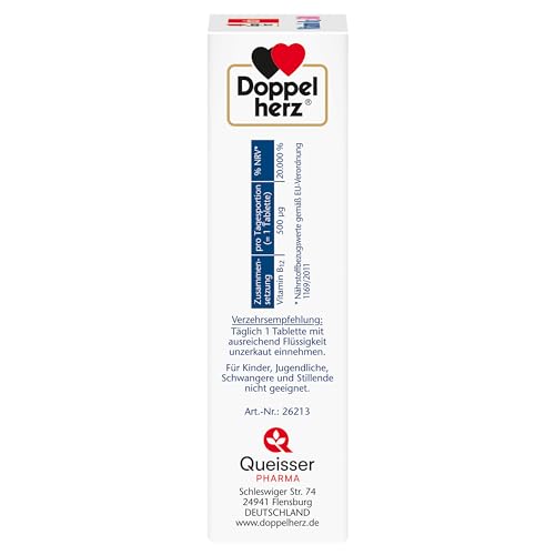 Doppelherz Vitamin B12 500 - Hochdosiert mit 500 µg Vitamin B12 pro Tablette - vegan - 120 Mini-Tabletten