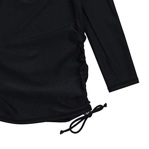 SwimZip Girls Long Sleeve Swim Dress Cover Up UPF 50+ Protection - Black - 10-12