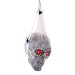 Halloween Haunters Hanging Life-Size Human Skull Inside Cocoon Spider Web Prop Decoration - Flashing Evil Red LED Eyes Light-Up - Spooky Human Skeleton Head - Haunted House Entryway Party Display