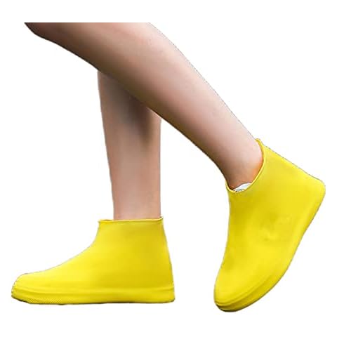 MVDIS_UP 2 Pairs Silicone Shoes Covers Reusable Foldable Non-Slip Rain Boots Covers Washable Outdoor Shoe Protection for Rain and Snow for Women Men L Yellow Cover