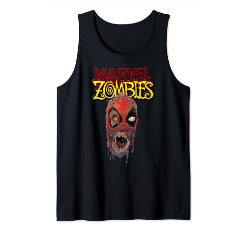 Débardeur Marvel Zombies Deadpool Zombie Head pour homme en coton noir