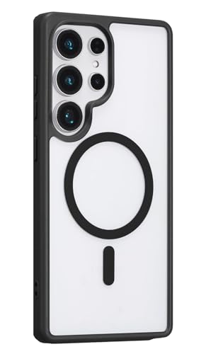 Image of NISHTECH for Samsung Galaxy S22 Ultra 5G Case: Clear Magnetic Slim Fit Case Compatible with Magsafe Rugged Protective Transparent Cover (Black Magnetic)