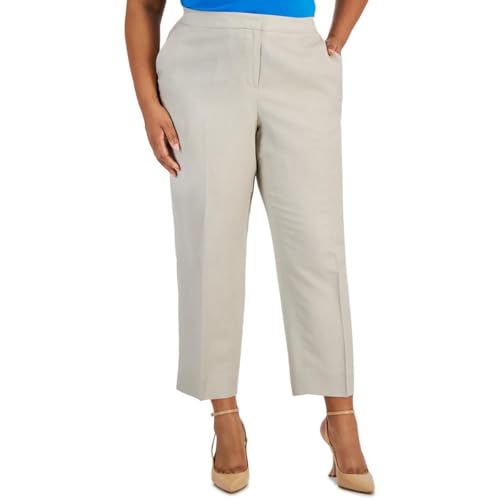 Kasper Womens Linen Blend Mid-Rise Straight Leg Pants Beige 20W