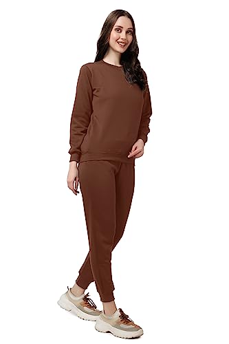 Image of Women's Full Sleeves Round Neck Winter wear Casual Fit Sweatshirt and Jogger Set Cotton Stretchable Comfort Fit and Warm for Cold Season for Everyday Winter Season Wear