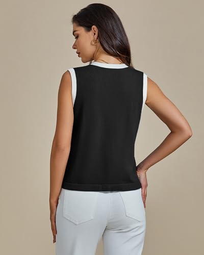 luvamia Knit Vest for Women Trendy Colorblock Button Down Dressy Casual Sleeveless Summer Sweater Vests Top with Pockets4
