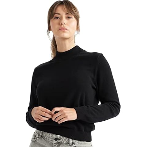 alsestudio Women`s Mock Neck Jumper-Black-Medium Cover