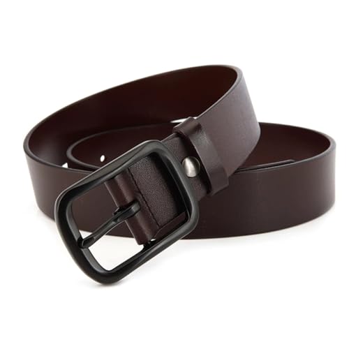 Ceinture en cuir véritable marron pour homme avec boucle noire de haute qualité