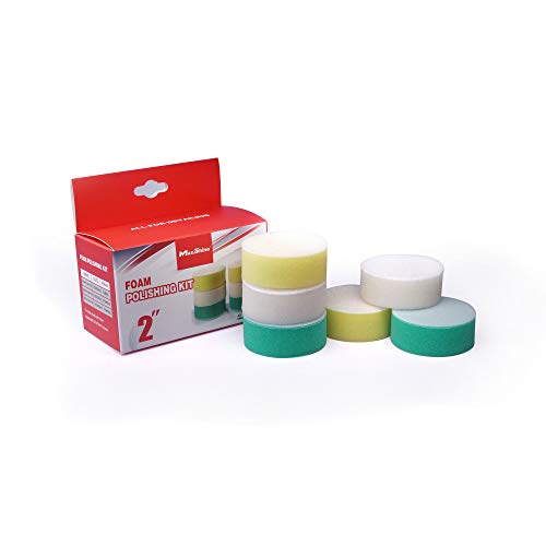 Image of Maxshine 2 inch Hook and Loop Foam Polishing Pads Kit - Specially Designed for Polishing Small Areas, Comes with 6 Piecess of Pads for Cutting, Polishing, Finishing (2 Pieces Each)