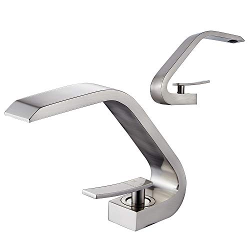BAKALA Single Handle Bathroom Sink Faucet With 2 3/8" US Standard Supply Hose Fit For 1 & 3 Hole Sink, Modern Lavatory Basin Brass Faucets Tap - Brushed Nickel