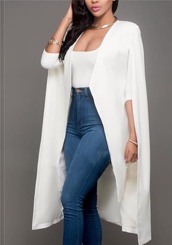 DIACACY Women's Cape Split Sleeve Long Blazer Jackets Open Front Elegant Casual Cape Coat2