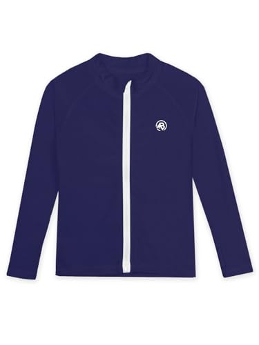 Image of AOBUTE Unisex Kids Zipper Rash Guard Boys UPF 50+ UV Protection Sun Shirt with Thumb Hole 3-12 Years