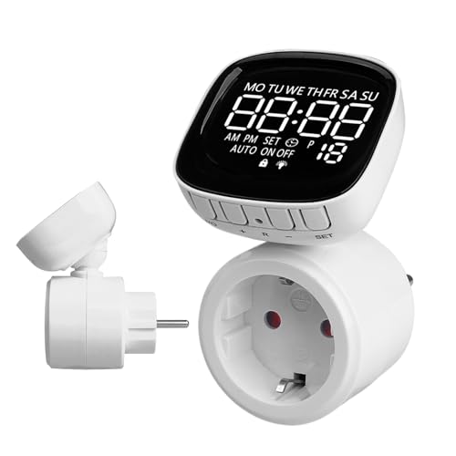 Temporizador De Toma De Corriente,Enchufe Giratorio De 360 Grados - Temporizador Digital para Enchufe,para Jardín Piscina E Interior Acuario Exterior Cocina Lámpara Hogar Y Vacaciones