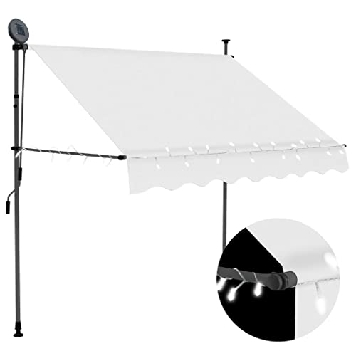 SKM Retractable Awnings with Solar-Powered LED Lights 59.1