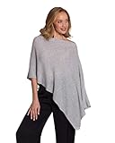 CLAUDIA NICHOLE by Alashan 100% Cashmere Luxe Dress Topper Poncho - Lightweight, Soft, Cozy & Versatile - One Size Fit with 60 Plus Colors- Great Gift Item- Ash
