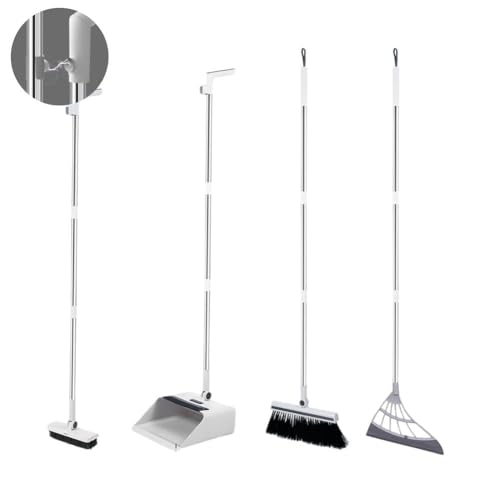 DTREELS Juego de escoba y recogedor 3 en 1 para el hogar, recogedor magnético plegable con soporte largo con peine recogedor para mango Effi, escoba