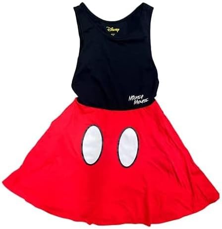 Disney Junior - Vestido sin mangas con diseño de Mickey Mouse para niñas, Rojo, L