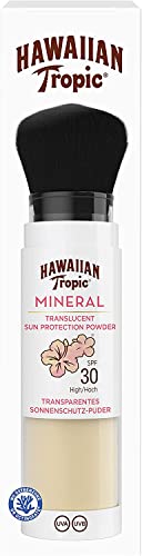 Hawaiian Tropic Mineral Protection Sunscreen Powder SPF 30 UVA plus UVB Protection, Make Up Compatible, Zinc Oxide Filters