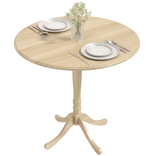HOMCOM Table à Manger Ronde pour 4 Personnes Ø 80 cm, Table de Cuisine avec piétement en Acier, Style Moderne, Bois Naturel