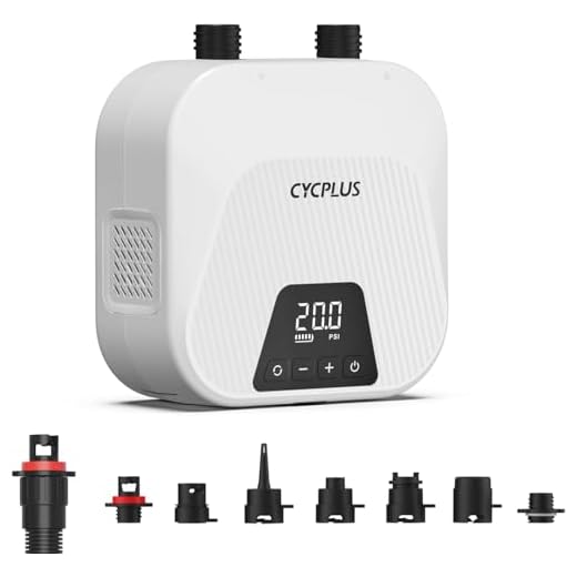 CYCPLUS 20PSI High Pressure Smart SUP Air Pump, Rechargeable Battery-Powered, Intelligent Dual Stage Inflation & Deflation, Auto-Off Air Pump for Stand Up Paddle Boards,Surfing Kite, Tent, Mattress