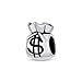Price comparison product image Good Luck Clutch Purse Pocketbook Dollar Sign Money Bag Charm Bead For Women Teen Oxidized .925 Sterling Silver Fits European Bracelet