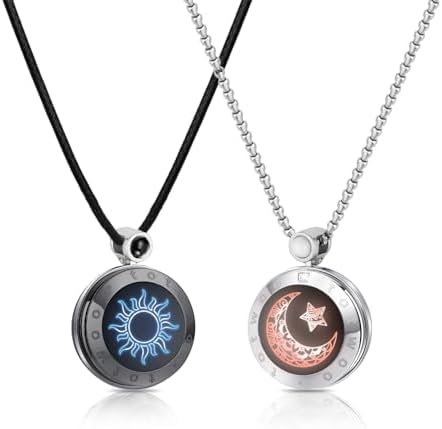 TOTWOO Sun & Moon Touch Pendant with Agate (Black Sun+Rose Gold Moon)