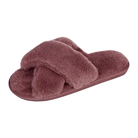Warm Fluffy Slippers Women Cross Indoor Floor Flat Slides Soft Furry Shoes Ladies Female House Shoes Cover