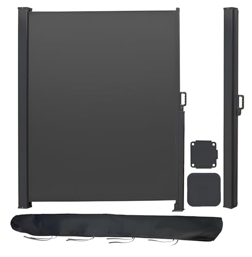 Canopée Store Latéral Extérieur 180 x 300 cm - Paravent Rétractable en Aluminium - Brise-Vue Balcon Terrasse Jardin - Gris Anthracite