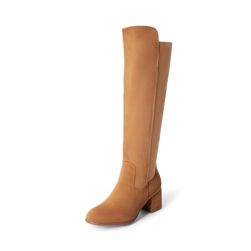 DREAM PAIRS Women's Knee High Stretchy Fashion Boots 6.5 Tan-suede