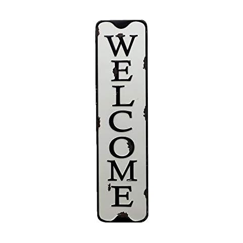 Parisloft Welcome Carved Metal Wall Sign for Home Decor.|Rustic Iron Welcome Decor for Entryway 5.5x21.6'' Cover