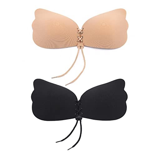 Klebe BH Push up, 2 Stück Trägerloser Rückenfreier BH für EIN perfektes Dekolleté, Wiederverwendbare Selbstklebender Rückenfreier BH, für Rückenfreies Abendkleid Ballkleider Brautkleider (A) Cover