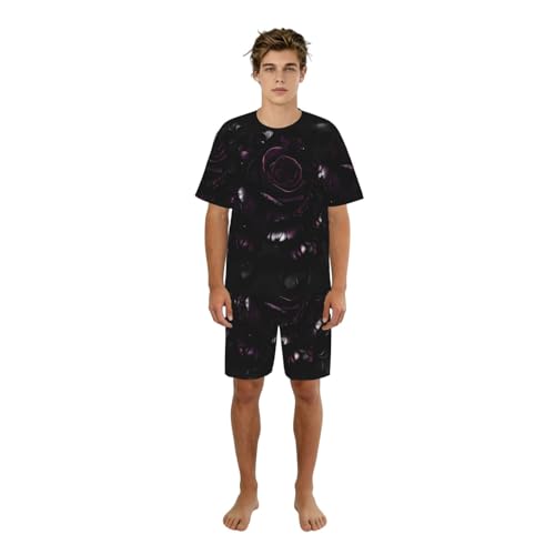 Ensemble de pyjama pour homme au motif rose gothique fluide