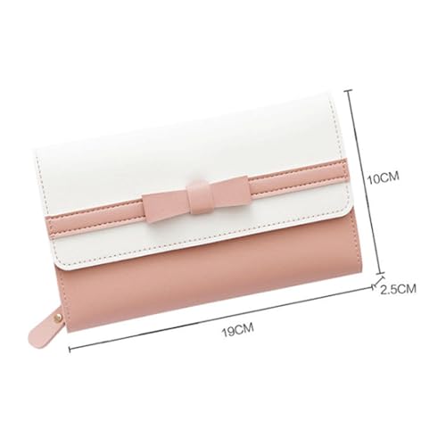 Women Leather Wallets Bow-Knot Small Fresh Clutch Card Holder Ladies Purse with Zipper Pocket for Women2